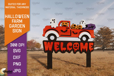 Halloween Farm Garden Sign LaserCut. Halloween Farmhouse SVG SVG Evgenyia Guschina 