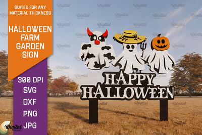 Halloween Farm Garden Sign LaserCut. Halloween Farmhouse SVG SVG Evgenyia Guschina 