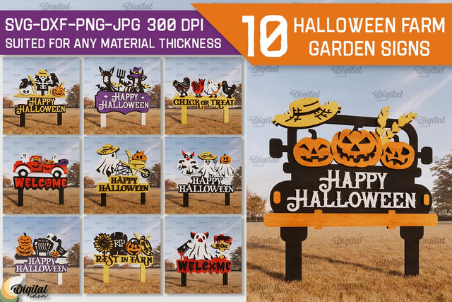 Halloween Farm Garden Signs Laser Cut Bundle. Farmhouse SVG SVG Evgenyia Guschina 