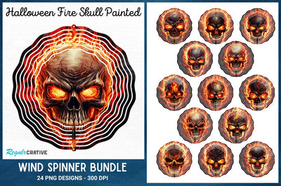 Halloween Fire Skull Wind Spinner Bundle Sublimation Regulrcrative 