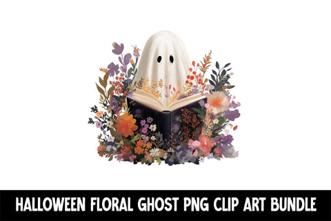 Halloween Floral Ghost Clip Art PNG Bundle Sublimation Insomnia Std 