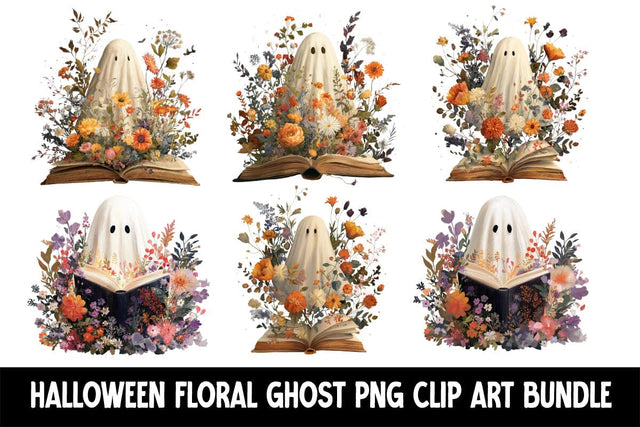 Halloween Floral Ghost Clip Art PNG Bundle Sublimation Insomnia Std 