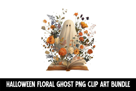 Halloween Floral Ghost Clip Art PNG Bundle Sublimation Insomnia Std 