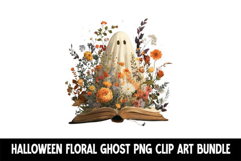 Halloween Floral Ghost Clip Art PNG Bundle Sublimation Insomnia Std 