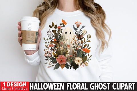 Halloween Floral Ghost Clipart PNG BUndle Sublimation Insomnia Std 