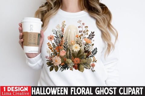 Halloween Floral Ghost Clipart PNG BUndle Sublimation Insomnia Std 