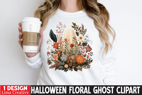 Halloween Floral Ghost Clipart PNG BUndle Sublimation Insomnia Std 