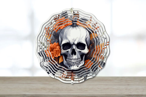 Halloween Floral Skulls Wind Spinner Sublimation Designs Sublimation Regulrcrative 