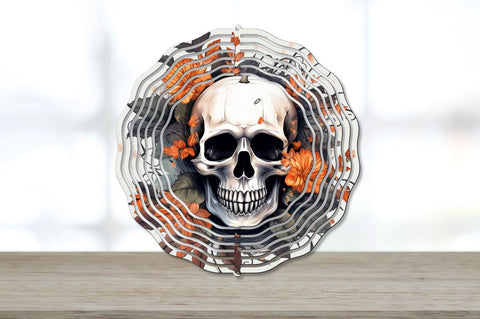 Halloween Floral Skulls Wind Spinner Sublimation Designs Sublimation Regulrcrative 