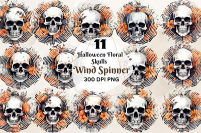 Halloween Floral Skulls Wind Spinner Sublimation Designs Sublimation Regulrcrative 