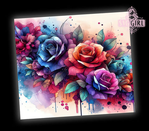 Halloween Flowers 20oz Tumbler Wrap Sublimation Design, Straight Tapered Tumbler Wrap, Floral Rose Tumbler Png, Instant Digital Download Sublimation SvggirlplusArt 