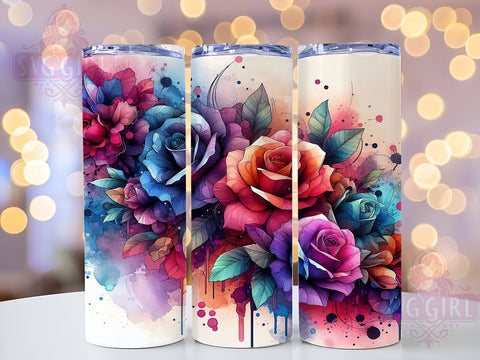 Halloween Flowers 20oz Tumbler Wrap Sublimation Design, Straight Tapered Tumbler Wrap, Floral Rose Tumbler Png, Instant Digital Download Sublimation SvggirlplusArt 