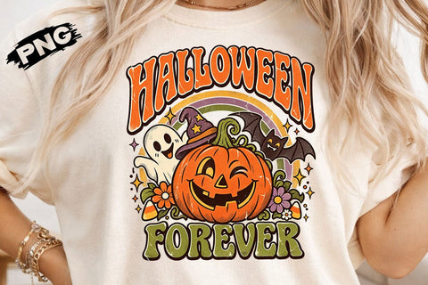 Halloween Forever Retro Pumpkin Ghost PNG SVG DesignDestine 