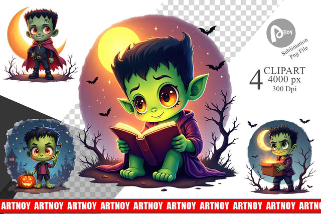 Halloween Franky Bolt Clipart Sublimation artnoy 