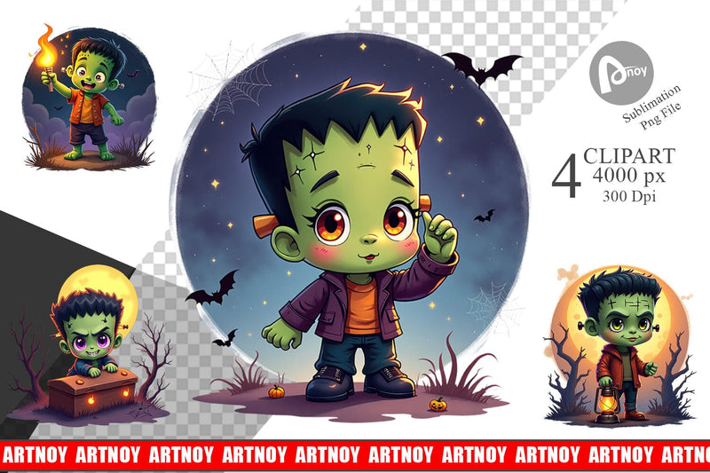 Halloween Franky Bolt Clipart Sublimation artnoy 