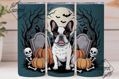 Halloween Frenchie 20oz Tumbler Wrap Sublimation sassyprint 