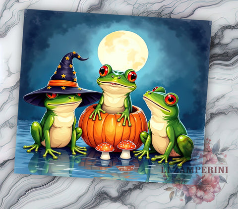 Halloween Frogs 20 oz Skinny Tumbler Sublimation Design, Straight & Tapered Tumbler Png, Cute Spooky Halloween Frog Witch Potion Tumbler Png, Digital Download PNG Sublimation Li Zamperini 