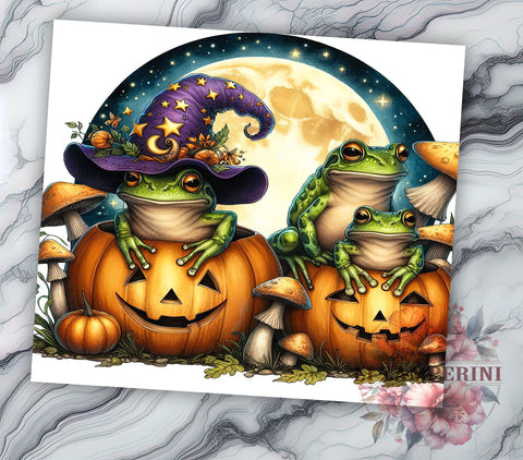 Halloween Frogs 20 oz Skinny Tumbler Sublimation Design, Straight & Tapered Tumbler Png, Cute Spooky Halloween Frog Witch Potion Tumbler Png, Digital Download PNG Sublimation Li Zamperini 