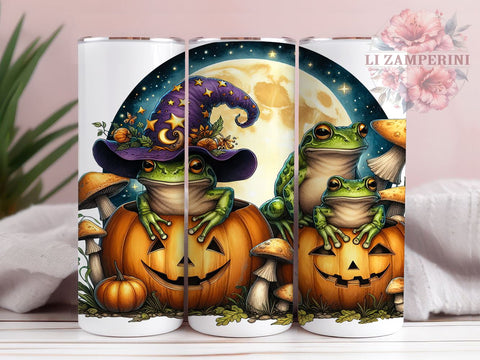 Halloween Frogs 20 oz Skinny Tumbler Sublimation Design, Straight & Tapered Tumbler Png, Cute Spooky Halloween Frog Witch Potion Tumbler Png, Digital Download PNG Sublimation Li Zamperini 
