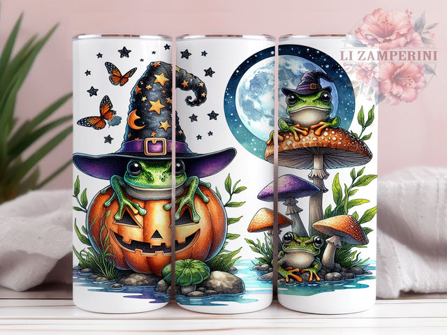 Halloween Frogs 20 oz Skinny Tumbler Sublimation Design, Straight & Tapered Tumbler Png, Cute Spooky Halloween Frog Witch Potion Tumbler Png, Digital Download PNG Sublimation Li Zamperini 