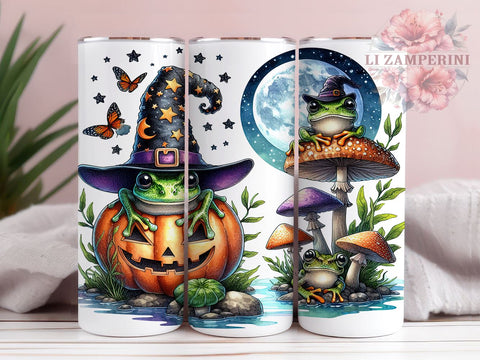 Halloween Frogs 20 oz Skinny Tumbler Sublimation Design, Straight & Tapered Tumbler Png, Cute Spooky Halloween Frog Witch Potion Tumbler Png, Digital Download PNG Sublimation Li Zamperini 