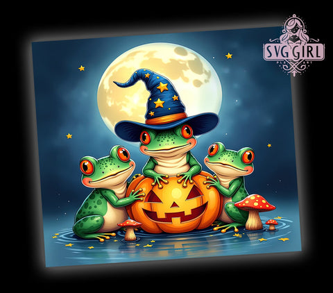 Halloween Frogs 20oz Tumbler Wrap Sublimation Design, Straight Tapered Tumbler Wrap, Cute Spooky Halloween Frog Witch Potion Tumbler Png, Instant Digital Download Sublimation SvggirlplusArt 