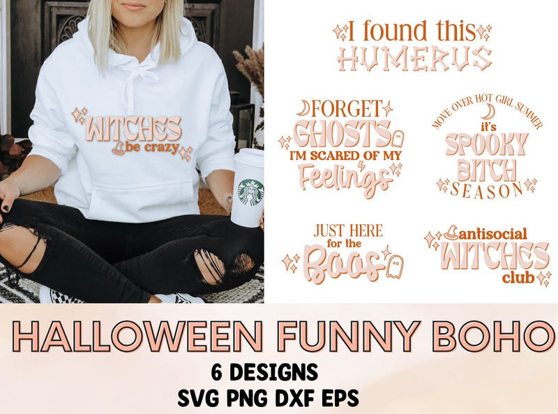 Halloween Funny Boho Bundle - SVG PNG DXF EPS SVG So Fontsy Design Shop 