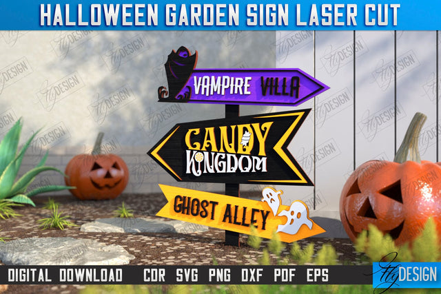 Halloween Garden Sign Laser Cut | Seasonal Garden Decoration | Lawn Stake | Garden Stakes | CNC File SVG Fly Design 