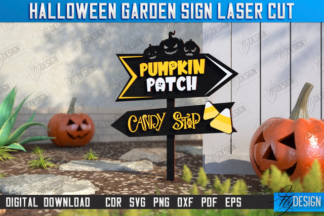 Halloween Garden Sign Laser Cut | Seasonal Garden Decoration | Lawn Stake | Garden Stakes | CNC File SVG Fly Design 