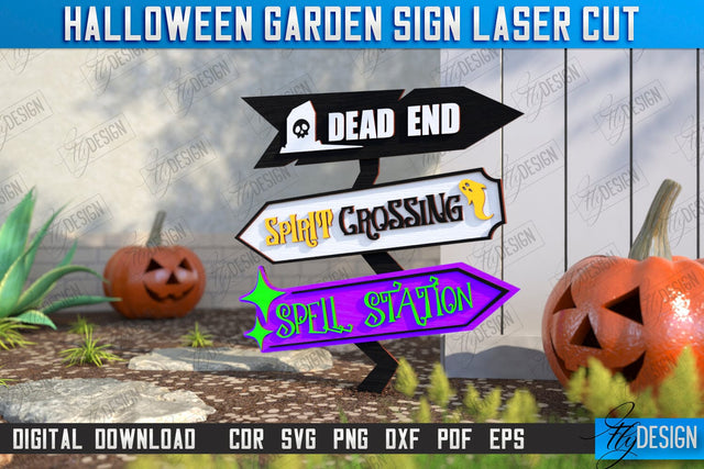 Halloween Garden Sign Laser Cut | Seasonal Garden Decoration | Lawn Stake | Garden Stakes | CNC File SVG Fly Design 