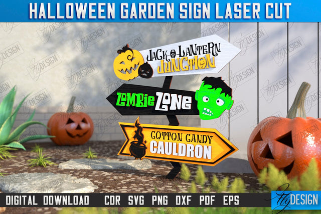 Halloween Garden Sign Laser Cut | Seasonal Garden Decoration | Lawn Stake | Garden Stakes | CNC File SVG Fly Design 
