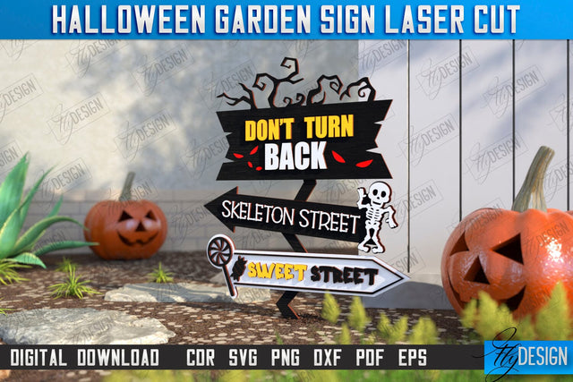Halloween Garden Sign Laser Cut | Seasonal Garden Decoration | Lawn Stake | Garden Stakes | CNC File SVG Fly Design 