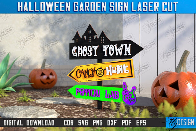 Halloween Garden Sign Laser Cut | Seasonal Garden Decoration | Lawn Stake | Garden Stakes | CNC File SVG Fly Design 