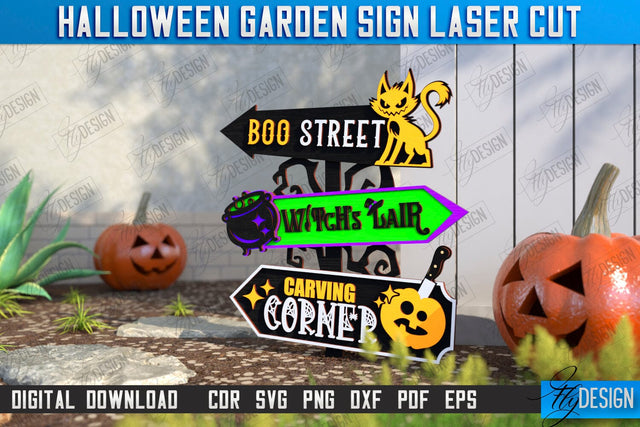 Halloween Garden Sign Laser Cut | Seasonal Garden Decoration | Lawn Stake | Garden Stakes | CNC File SVG Fly Design 