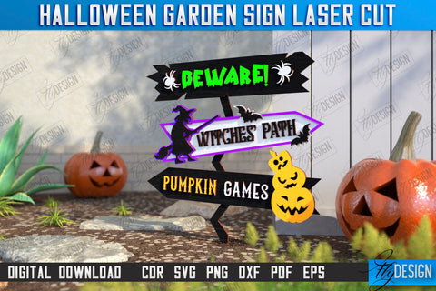 Halloween Garden Signs Laser Cut Bundle | Seasonal Garden Decoration | Lawn Stake | Garden Stakes | CNC Files SVG Fly Design 