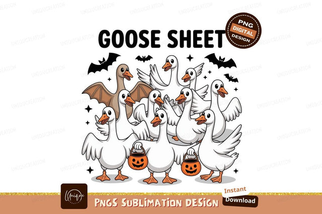Halloween geese trick or treat pumpkins Sublimation Designangry 