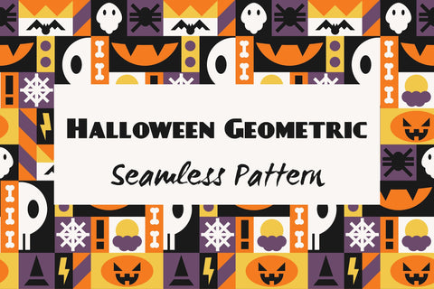 Halloween Geometric Seamless Pattern & Digital Paper Digital Pattern Rin Green 