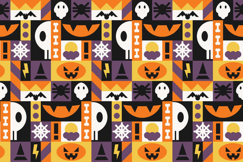 Halloween Geometric Seamless Pattern & Digital Paper Digital Pattern Rin Green 