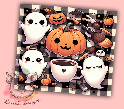 Halloween Ghost 20 oz Skinny Tumbler Sublimation Design, Straight & Tapered Tumbler Png, Cute Ghost Tumbler Png, Digital Download PNG Sublimation Lara' s Designs 