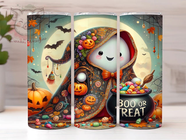 Halloween Ghost 20 oz Skinny Tumbler Sublimation Design, Straight & Tapered Tumbler Png, Cute Ghost Tumbler Png, Digital Download PNG Sublimation Lara' s Designs 
