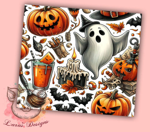 Halloween Ghost 20 oz Skinny Tumbler Sublimation Design, Straight & Tapered Tumbler Png, Halloween Boo Tumbler Png, Digital Download PNG Sublimation Lara' s Designs 