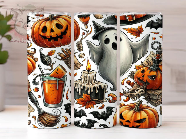 Halloween Ghost 20 oz Skinny Tumbler Sublimation Design, Straight & Tapered Tumbler Png, Halloween Boo Tumbler Png, Digital Download PNG Sublimation Lara' s Designs 