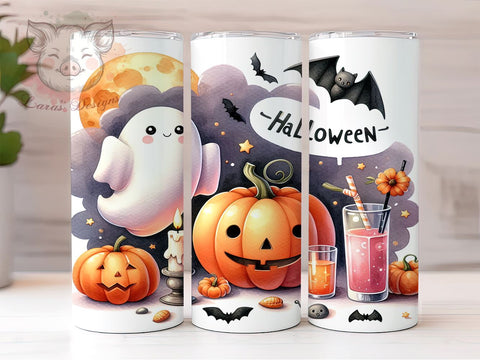 Halloween Ghost 20 oz Skinny Tumbler Sublimation Design, Straight & Tapered Tumbler Png, Halloween Boo Tumbler Png, Digital Download PNG Sublimation Lara' s Designs 