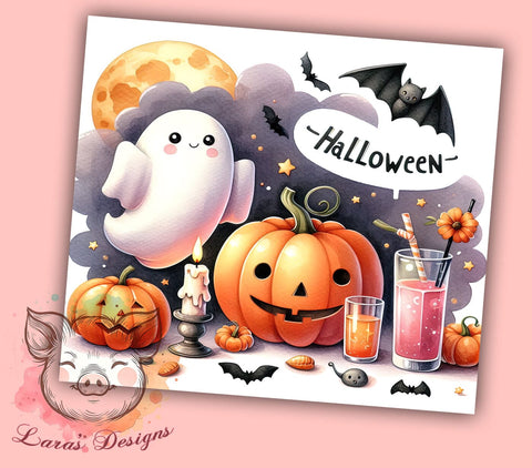 Halloween Ghost 20 oz Skinny Tumbler Sublimation Design, Straight & Tapered Tumbler Png, Halloween Boo Tumbler Png, Digital Download PNG Sublimation Lara' s Designs 