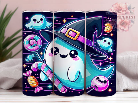 Halloween Ghost 20 oz Skinny Tumbler Sublimation Design, Straight & Tapered Tumbler Png, Halloween Cute Spooky Season Horror Tumbler Png, Digital Download PNG Sublimation Li Zamperini 