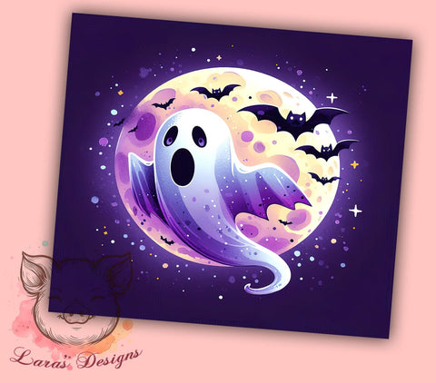 Halloween Ghost 20 oz Skinny Tumbler Sublimation Design, Straight & Tapered Tumbler Png, Spooky Ghost Tumbler Png, Digital Download PNG Sublimation Lara' s Designs 