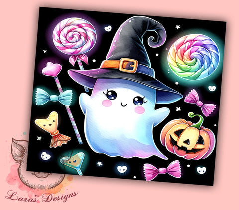 Halloween Ghost 20 oz Skinny Tumbler Sublimation Design, Straight & Tapered Tumbler Png, Spooky Season Horror Tumbler Png, Digital Download PNG Sublimation Lara' s Designs 