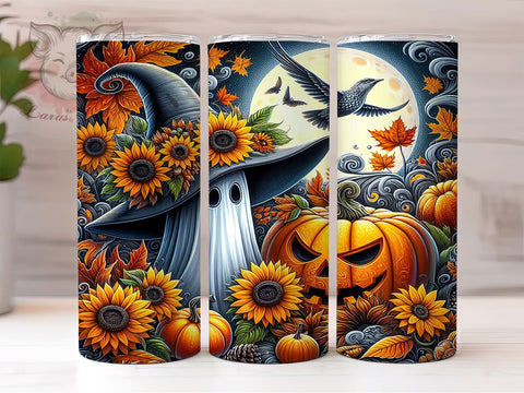 Halloween Ghost 20 oz Skinny Tumbler Sublimation Design, Straight & Tapered Tumbler Png, Spooky Season Tumbler Png, Digital Download PNG Sublimation Lara' s Designs 