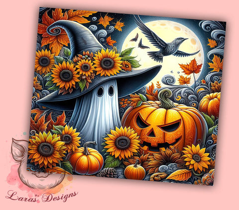 Halloween Ghost 20 oz Skinny Tumbler Sublimation Design, Straight & Tapered Tumbler Png, Spooky Season Tumbler Png, Digital Download PNG Sublimation Lara' s Designs 