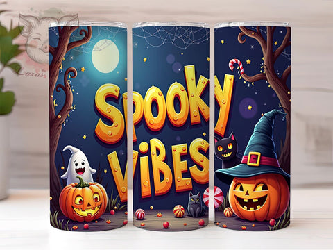 Halloween Ghost 20 oz Skinny Tumbler Sublimation Design, Straight & Tapered Tumbler Png, Spooky Vibes Ghosts Tumbler Png, Digital Download PNG Sublimation Lara' s Designs 